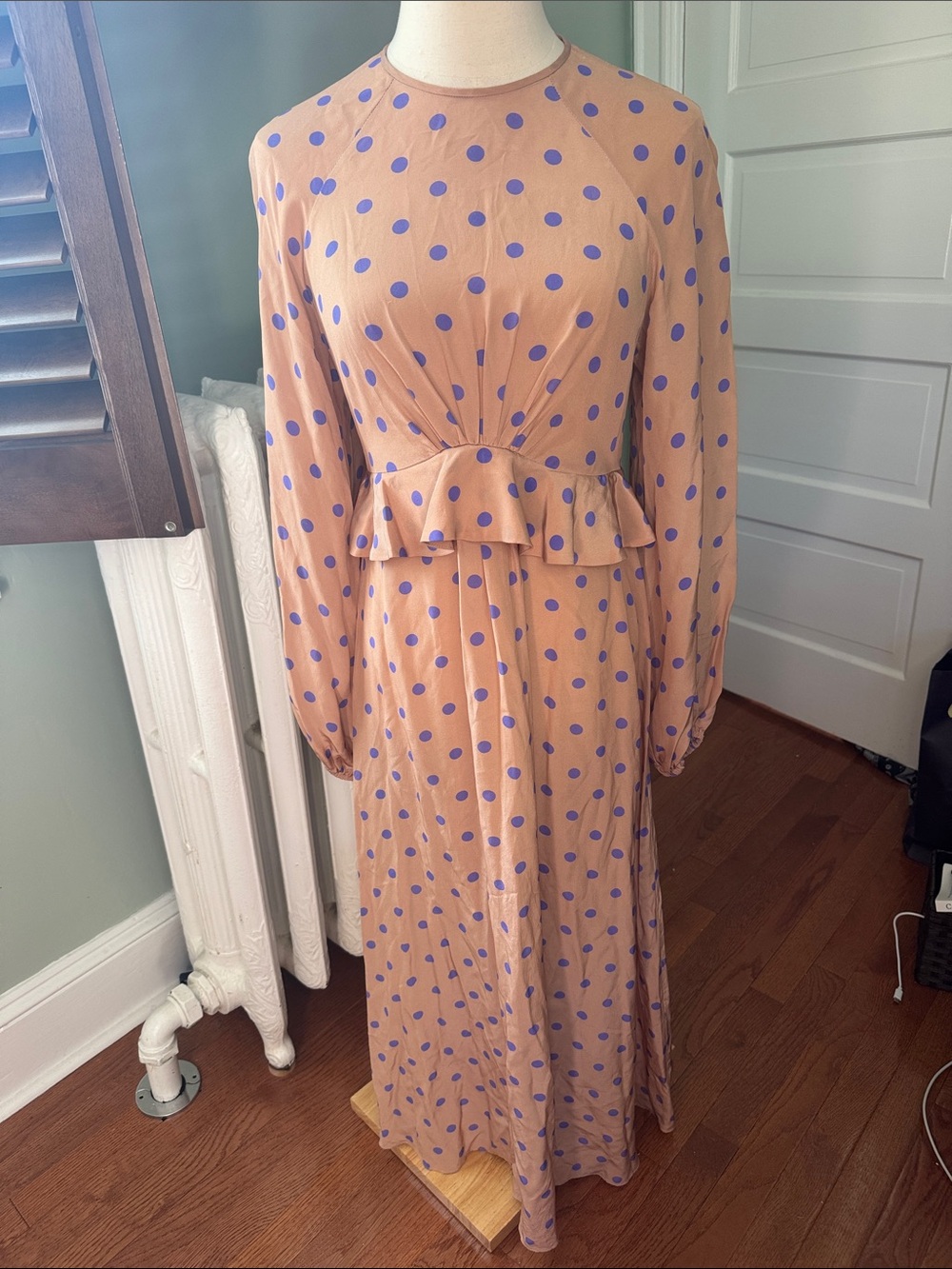 Zimmermann 100% silk Polka Dot Long Sleeve Maxi Dress